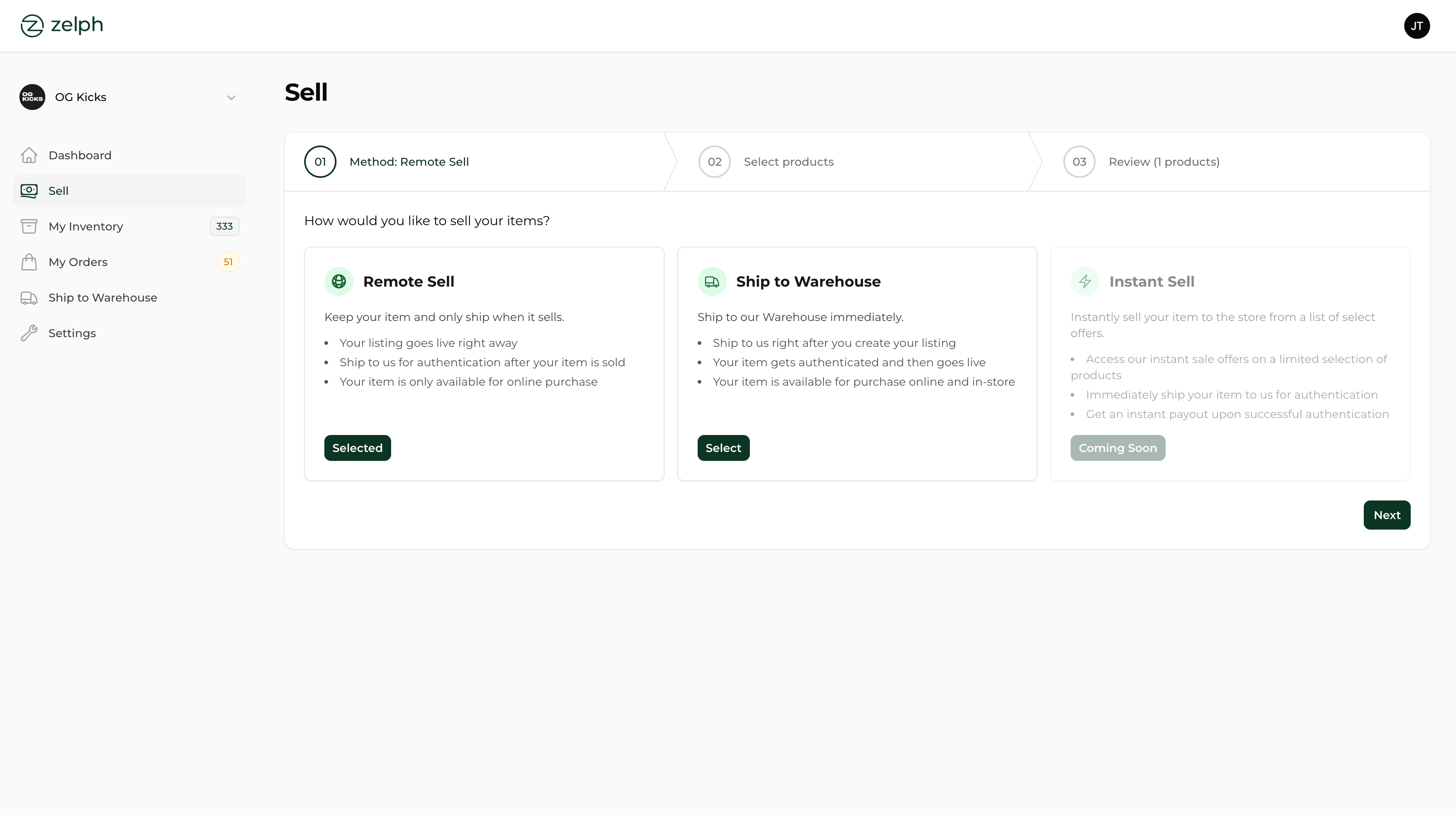 Remote sell and consignment workflow diagram